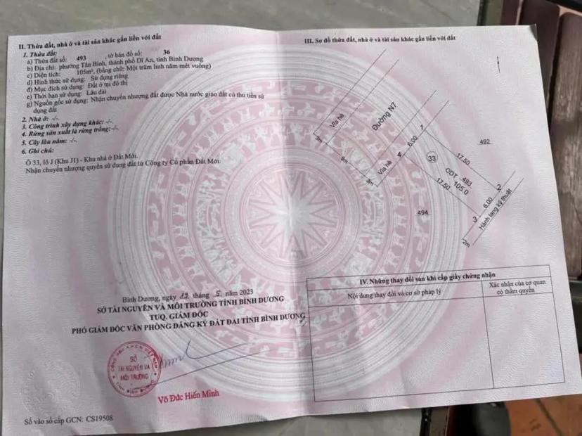 Lô đất khu dân cư Đại Quang ngang 6m, P Tân Bình, Tp. Dĩ An