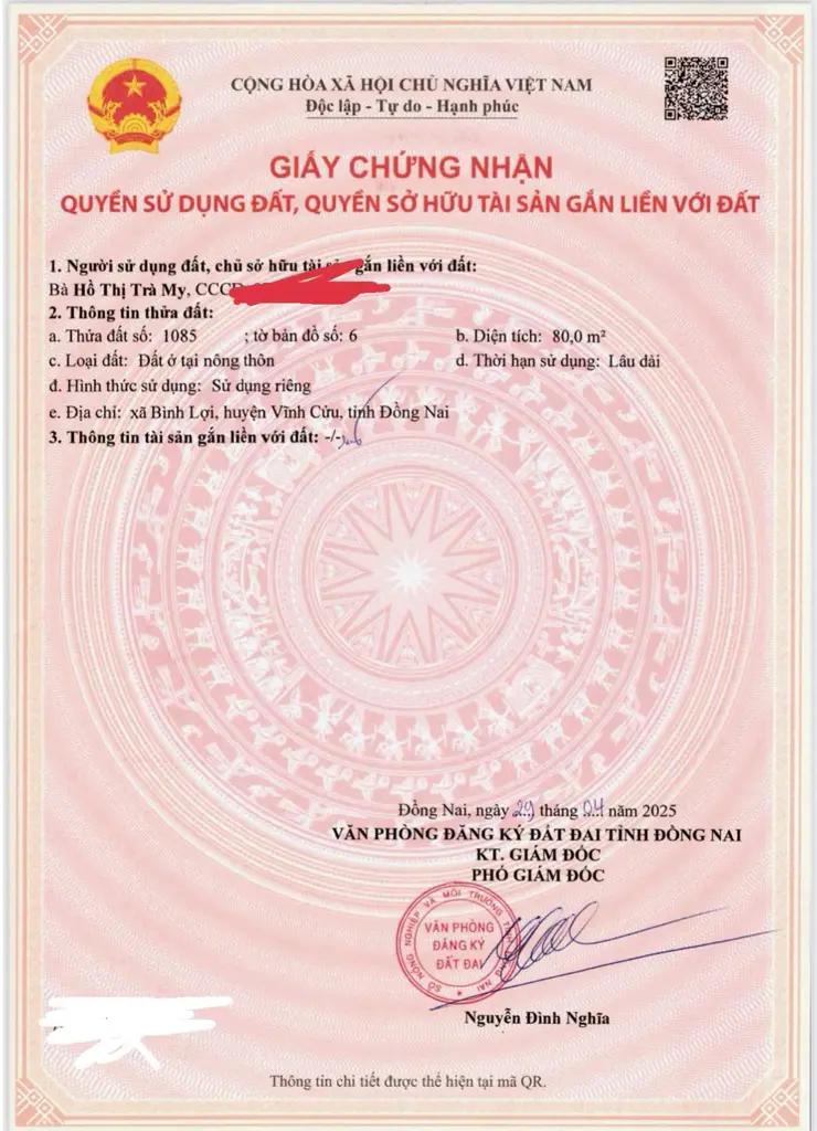 Main-Đất nền thổ cư, sổ hồng riêng, đường Long Chiến, Bình Lợi, Vĩnh Cửu-0